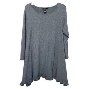Ali Miles Gray Knit Ruffle Trim Tunic Size Medium Lagenlook